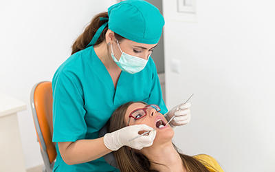 Young woman at the dentist